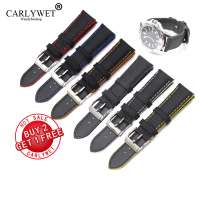 CARLYWET 18 20 22 24 26mm Wholesale Black Waterproof Nylon Leather Replacement Wrist Watch Strap Band With Silver Pin Buckle