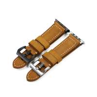 24mm Vintage Genuine Calf Leather Watch Band Strap With Adapter for Apple Watch Band 44mm 42mm iWatch Series 5 4 3 2 1